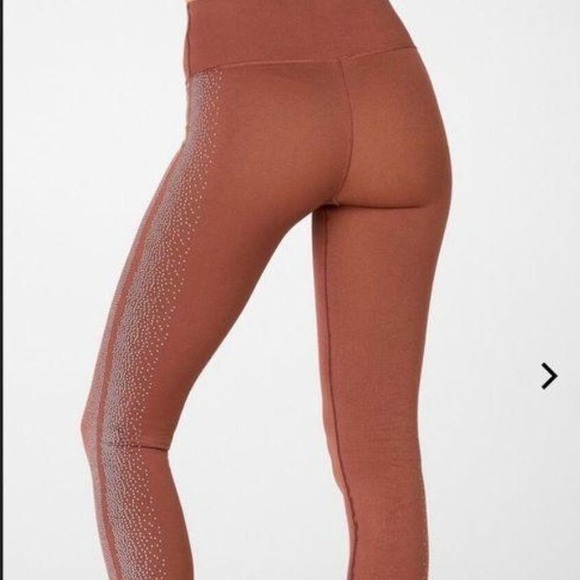 Fabletics SculptKnit High Waist Leggings Brown with White Dots Athletic Pants XS - Picture 1 of 15